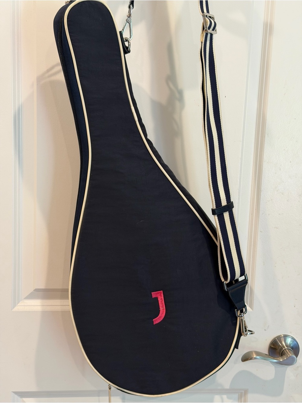 Myko Tennis Racket Bag with pink embroidered J